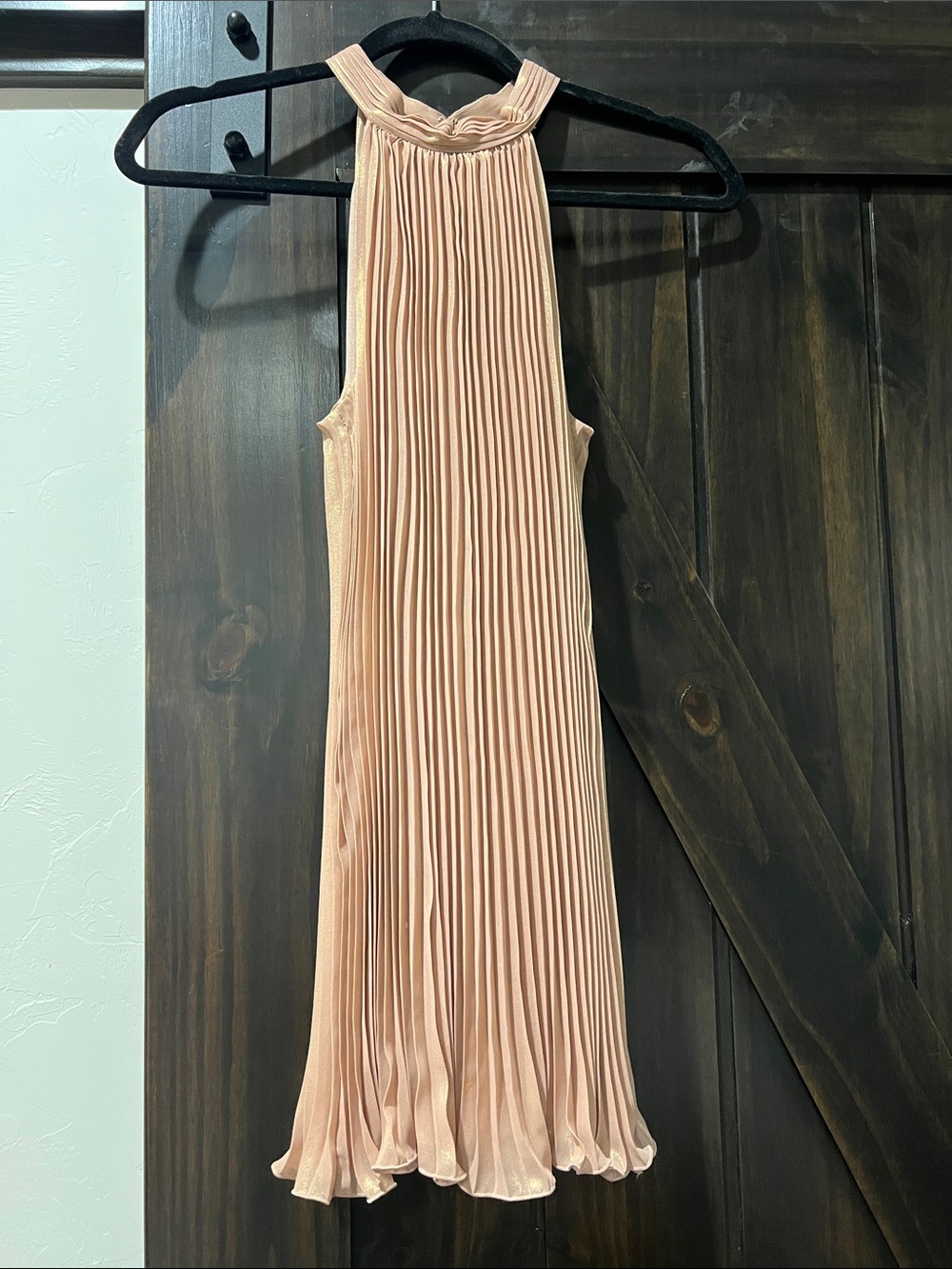 Worthington Pleated Long Sleeveless Blouse in Tan/Gold